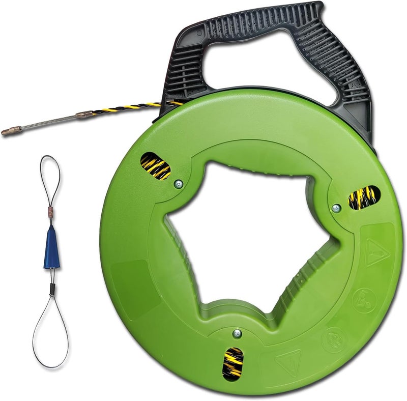 BORUI Fish tape wire puller 1/6-Inch x 165-Foot electrical fish tape 165ft PET Diameter 3 Wires Twisted with Guide Spring Optimized Housing and Handle fish tape 【4.5mm*50m】 - Image 1